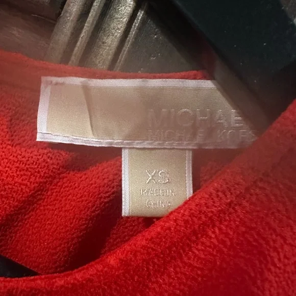 Michael Kors Vibrant Red Cold Shoulder Blouse - Picture 2 of 3